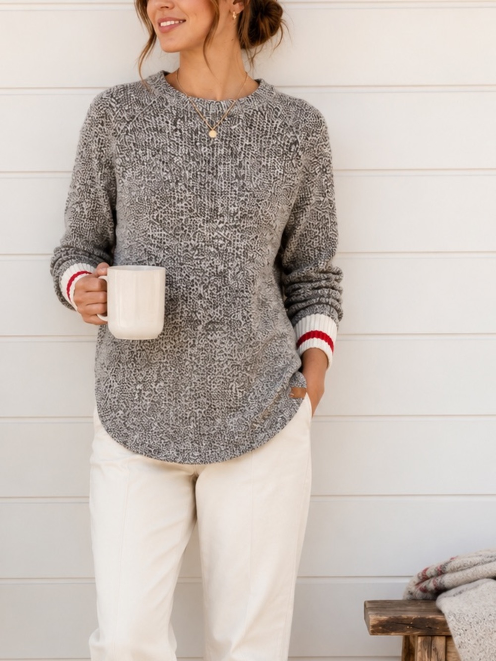 Roots Cabin Marled Knit Sweater XS Cabin Core Cottage Cozy Canadian Relax Fit